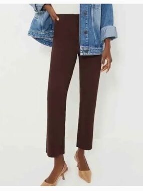 Tuckernuck Cropped Straight-Leg Pants in Chocolate Brown